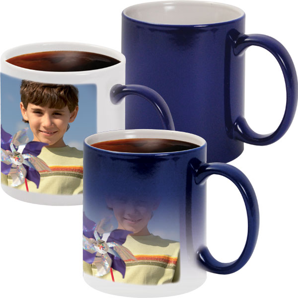 MAGIC Foto-Zaubertasse, blau, 1x Foto-Druck für den Rechtshänder