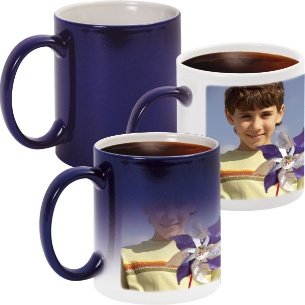 MAGIC Foto-Zaubertasse, blau, 1x Foto-Druck für den Linkshänder