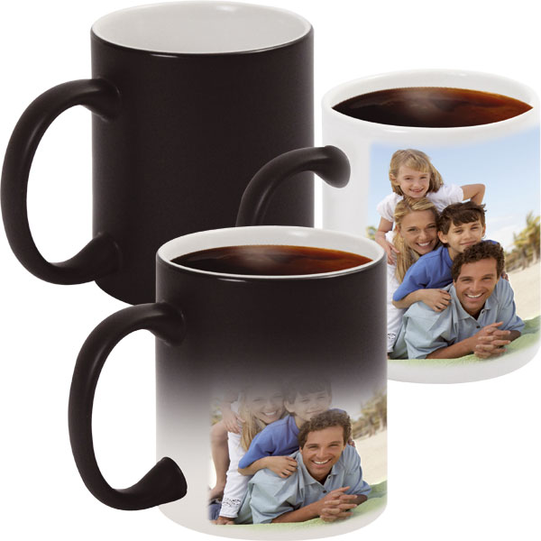 MAGIC Foto-Zaubertasse, schwarz, 1x Foto-Druck für den Linkshänder