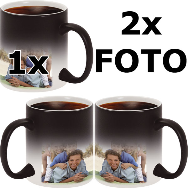 MAGIC Foto-Zaubertasse, schwarz, 2x Foto-Druck: links + rechts vom Griff