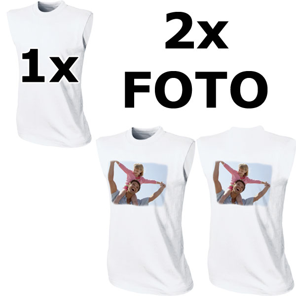 Damen T-Shirt - weiß, 2x Foto-Druck:Vorderseite + Rückseite