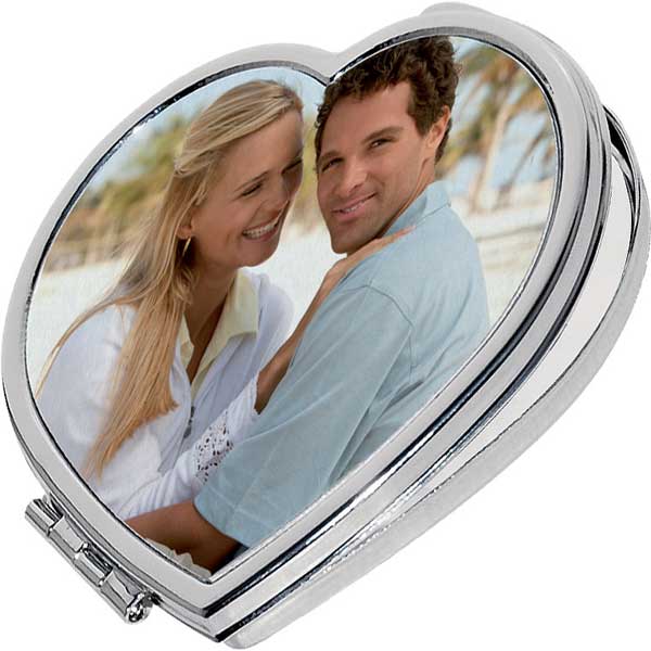 Zrkadielko vreckový - srdce, romantický darček pre mamku so spoločnou fotkou