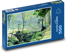 Lávka přes řeku v lese Puzzle 500 dílků - 46 x 30 cm