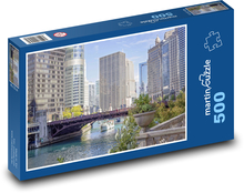Rieka - Chicago, domy Puzzle 500 dielikov - 46 x 30 cm 