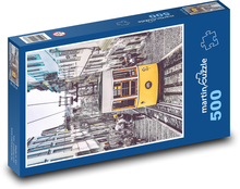 Yellow tram in the city Puzzle of 500 pieces - 46 x 30 cm