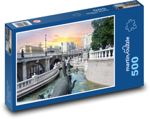 Západ slunce nad městem Puzzle 500 dílků - 46 x 30 cm