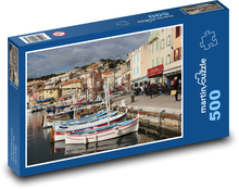 Prístav - mesto, rybárske lode Puzzle 500 dielikov - 46 x 30 cm 