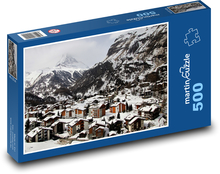 Zermatt - Švýcarsko, zasněžené hory Puzzle 500 - 46x30 cm