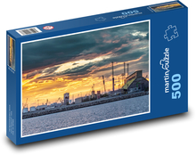 Jeřáby v přístavu Puzzle 500 dílků - 46 x 30 cm