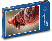 Kardinál červený - krásný pták Puzzle 500 dílků - 46 x 30 cm