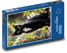Schwarze Katze im Garten Puzzle 500 Teile - 46 x 30 cm
