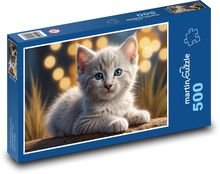 Mačiatko s vianočnými svetlami Puzzle 500 dielikov - 46 x 30 cm 