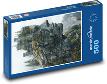 Zamek stojący na skale w obliczu Puzzle 500 elementów - 46x30 cm