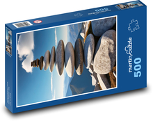 Pyramida z kamenů na pláži Puzzle 500 dílků - 46 x 30 cm