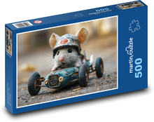 Myš jede v závodním autě Puzzle 500 dílků - 46 x 30 cm