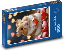 Niedlicher Hamster mit Herzen Puzzle 500 Teile - 46 x 30 cm