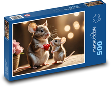 Myši - srdce, láska Puzzle 500 dielikov - 46 x 30 cm 