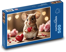 Myš zamilovaná do srdca Puzzle 500 dielikov - 46 x 30 cm 