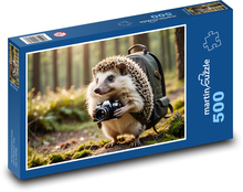Igel im Wald mit Kamera Puzzle 500 Teile - 46 x 30 cm