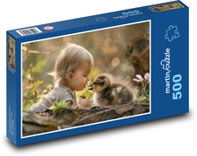 Dieťa s roztomilým vtákom Puzzle 500 dielikov - 46 x 30 cm 