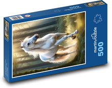 Biely kôň - zviera, les Puzzle 500 dielikov - 46 x 30 cm 