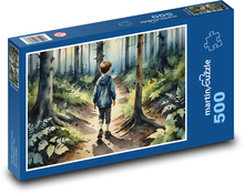Dieťa na prechádzke v lese Puzzle 500 dielikov - 46 x 30 cm