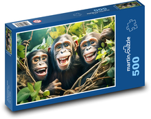 Śmiejące się małpy - szympansy, zwierzęta Puzzle 500 elementów - 46x30 cm