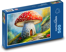 Grzyby - dom, las Puzzle 500 elementów - 46x30 cm