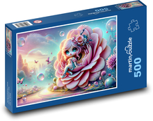 Kvetinová bábika s motýľmi Puzzle 500 dielikov - 46 x 30 cm 