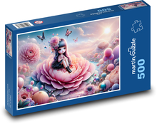 Holčička na kvetoucí růži Puzzle 500 - 46x30 cm