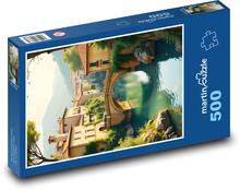 Most cez rieku v Puzzle 500 dielikov - 46 x 30 cm 