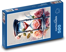Sanduhr mit rosa Rosen Puzzle 500 Teile - 46 x 30 cm