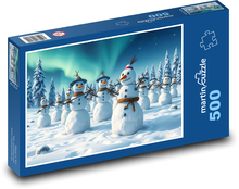 Snehuliaci v lese s polárnou žiarkou Puzzle 500 dielikov - 46 x 30 cm 