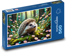 Jeż w różowych kwiatach Puzzle 500 elementów - 46x30 cm