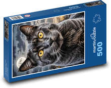 Černá kočka v noci Puzzle 500 dílků - 46 x 30 cm