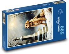 Pes sedící u kříže Puzzle 500 dílků - 46 x 30 cm