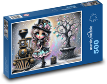 Dívka čekající na vlak Puzzle 500 - 46x30 cm