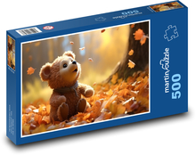 Teddybär in Herbstblättern Puzzle 500 Teile - 46 x 30 cm
