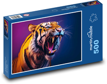 Tiger s otvorenými ústami Puzzle 500 dielikov - 46 x 30 cm 