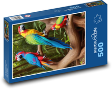 Kolorowe papugi na drzewie Puzzle 500 elementów - 46x30 cm