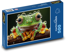 Grüner Frosch mit Wassertropfen Puzzle 500 Teile - 46 x 30 cm