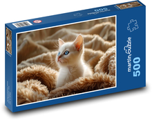 White kitten with blue eyes Puzzle of 500 pieces - 46 x 30 cm
