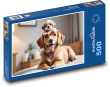 Roztomilé štěně s maminkou Puzzle 500 dílků - 46 x 30 cm