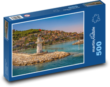 Maják v prístave pri mori Puzzle 500 dielikov - 46 x 30 cm