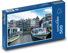Amsterdam - budovy, kanál Puzzle 500 dielikov - 46 x 30 cm 