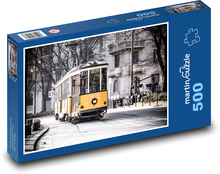 Žltá električka v meste Puzzle 500 dielikov - 46 x 30 cm 