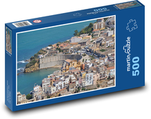 Město u pobřeží středozemního moře Puzzle 500 dílků - 46 x 30 cm