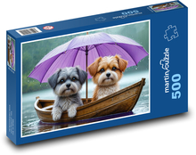 Psy na lodi - šteniatko, domáce zviera Puzzle 500 dielikov - 46 x 30 cm