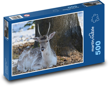 Europäische Damhirsche im Wald Puzzle 500 Teile - 46 x 30 cm