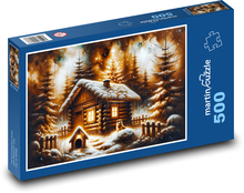 Cabin in the snow Puzzle of 500 pieces - 46 x 30 cm